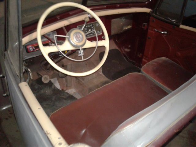 1949 maroon Willys overland jeepster Convertible