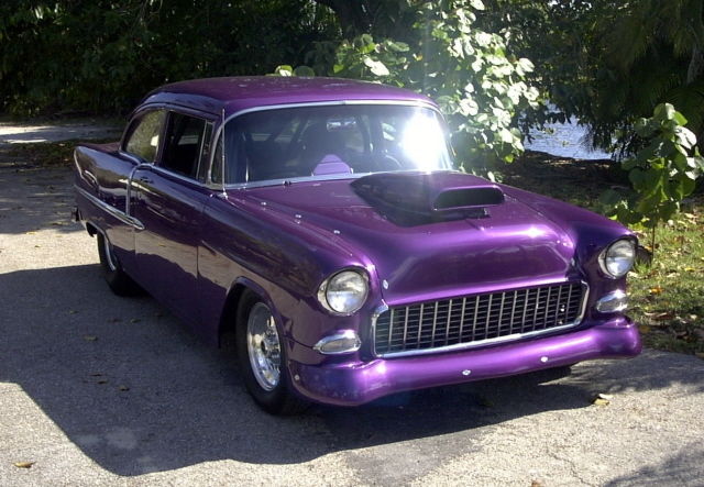 1955 Purple Chevrolet Bel Air/150/210 Two door sedan