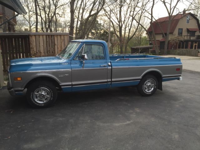 1972 blue with gray trim Chevrolet C-10 Full sized pickup
