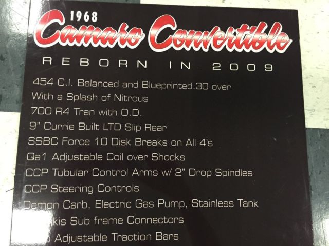 1968 Black Chevrolet Camaro Convertible