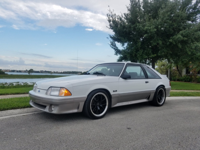 1991 White Ford Mustang Hatchback