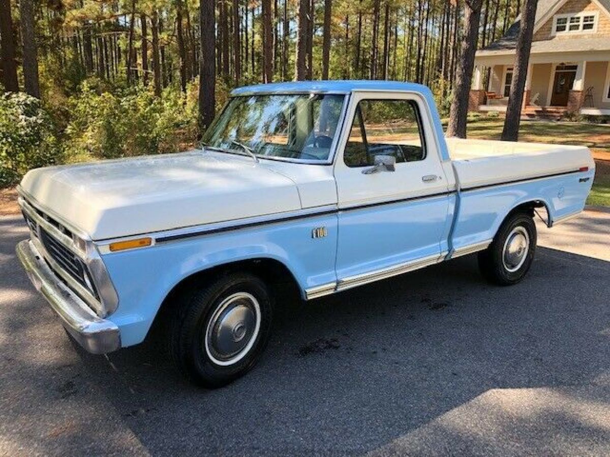 1973 Blue, White Ford F-100 Standard Cab Pickup