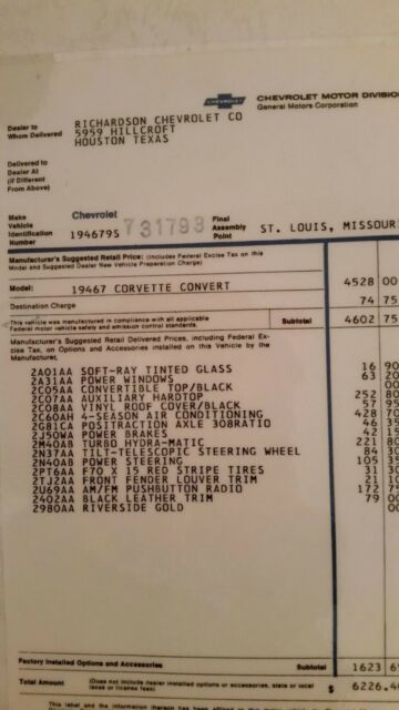 1969 Gold Chevrolet Corvette Convertible