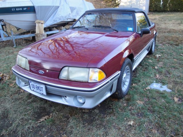 1988 Burgundy Ford Mustang Convertible