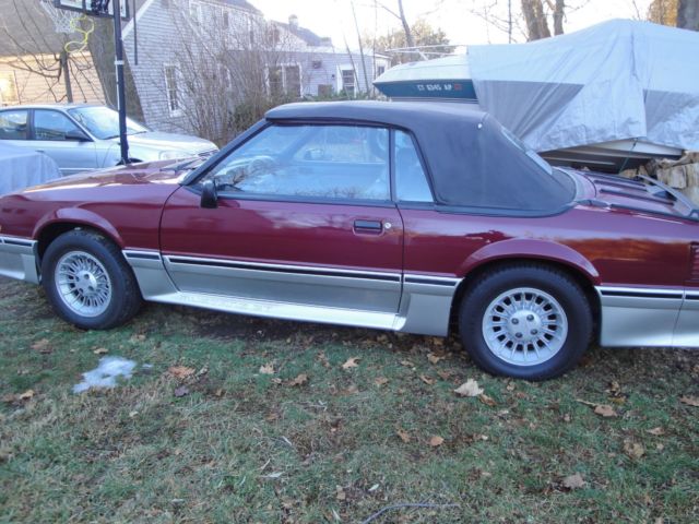 1988 Burgundy Ford Mustang Convertible