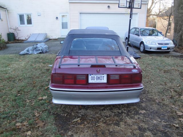 1988 Burgundy Ford Mustang Convertible