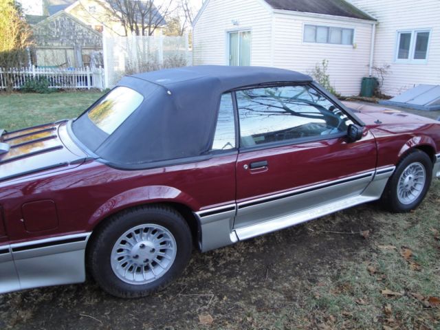 1988 Burgundy Ford Mustang Convertible