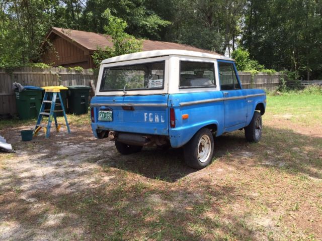 1974 stock blue Ford Bronco removable hard top