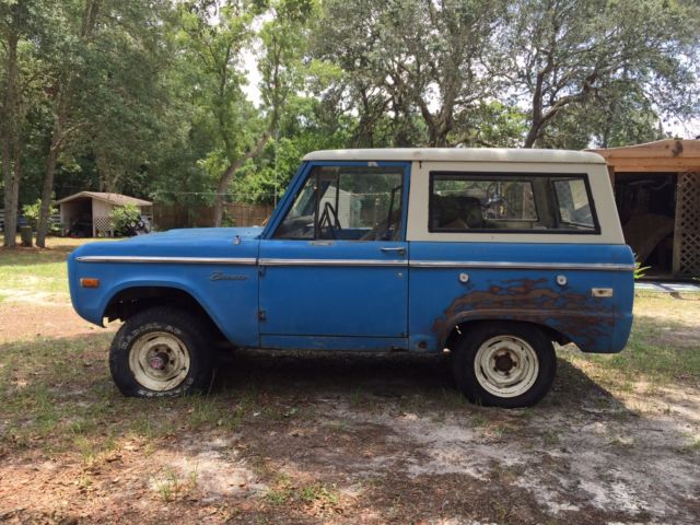 1974 stock blue Ford Bronco removable hard top