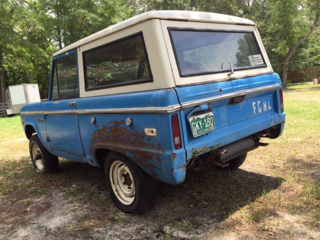 1974 stock blue Ford Bronco removable hard top