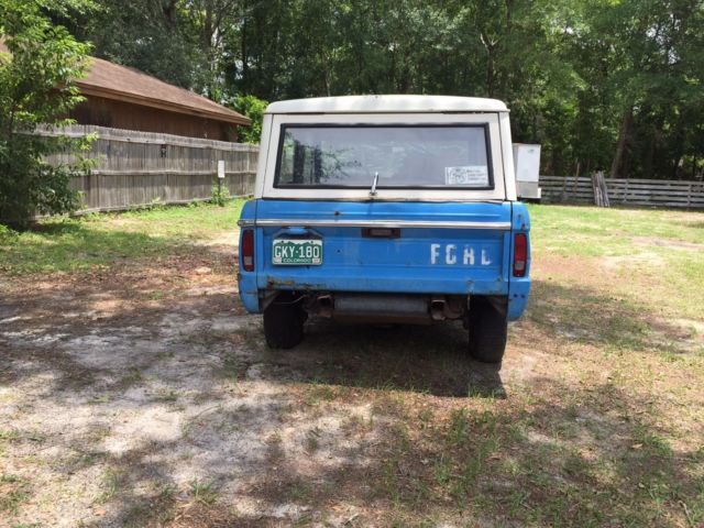 1974 stock blue Ford Bronco removable hard top