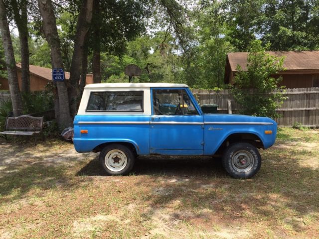1974 stock blue Ford Bronco removable hard top
