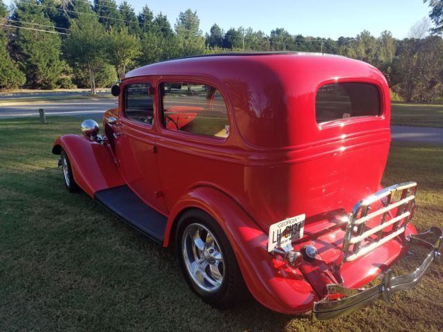 1934 Viper Red Ford Two Door Sedan Sedan