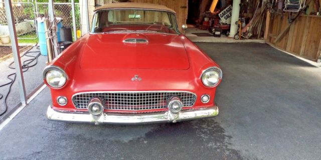 1955 rangoon Red Ford Thunderbird Convertible with orig. hardtop