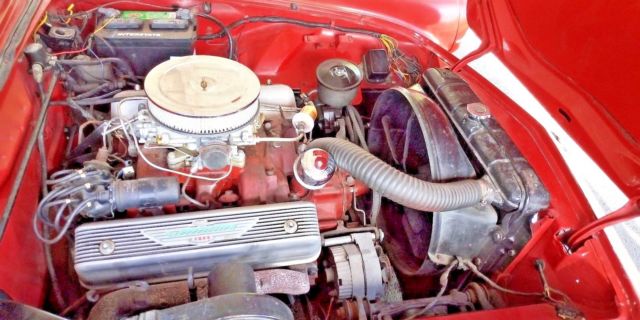 1955 rangoon Red Ford Thunderbird Convertible with orig. hardtop