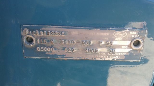 1965 Blue Ford F-100 Standard Cab Pickup