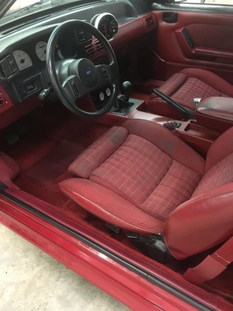 1988 Burgundy Ford Mustang Hatchback