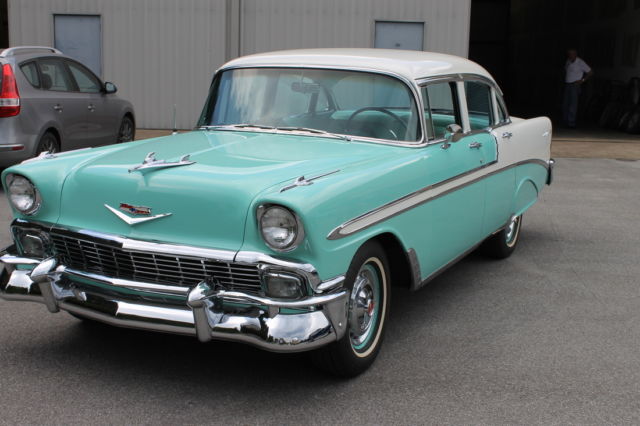 1956 Turquoise and White Chevrolet Bel Air/150/210