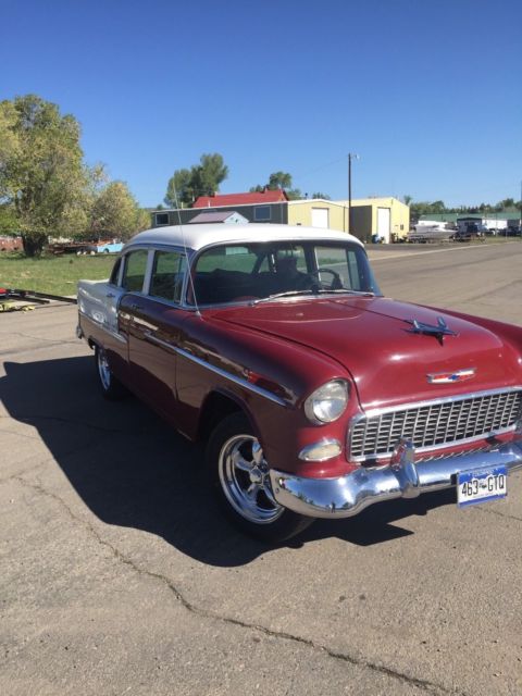 1955 Burgundy Chevrolet Bel Air/150/210 Coupe