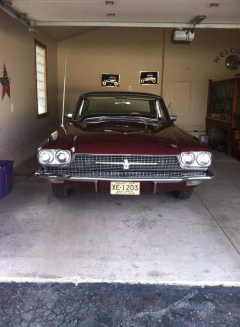 1966 Burgundy Ford Thunderbird 2dr full black vinyl top with tan/cream interior
