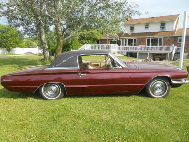 1966 Burgundy Ford Thunderbird 2dr full black vinyl top with tan/cream interior