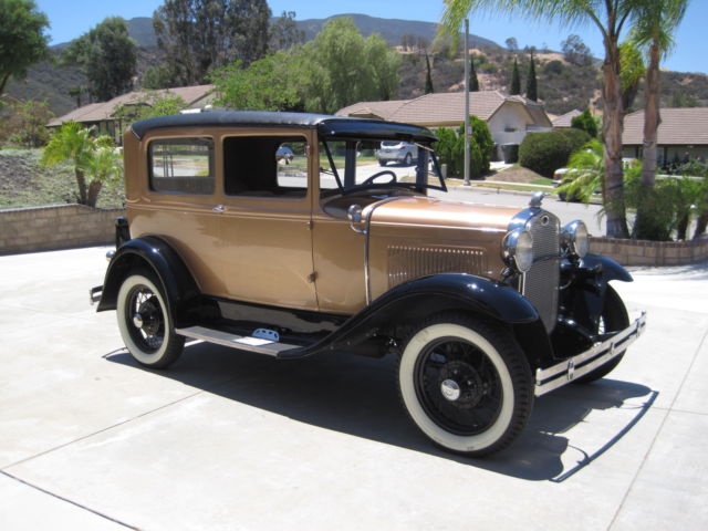 1930 black and Gold Ford Model A Tudor Sedan