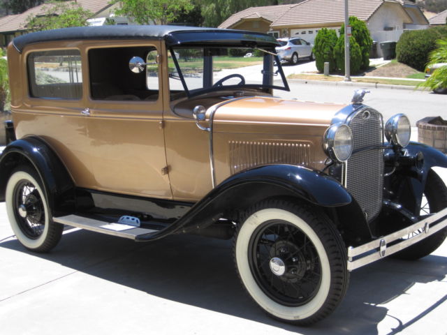 1930 black and Gold Ford Model A Tudor Sedan