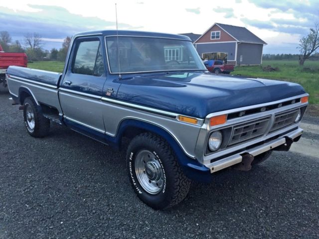1977 Blue and Silver Ford F-250 Standard Cab Pickup