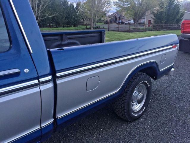 1977 Blue and Silver Ford F-250 Standard Cab Pickup