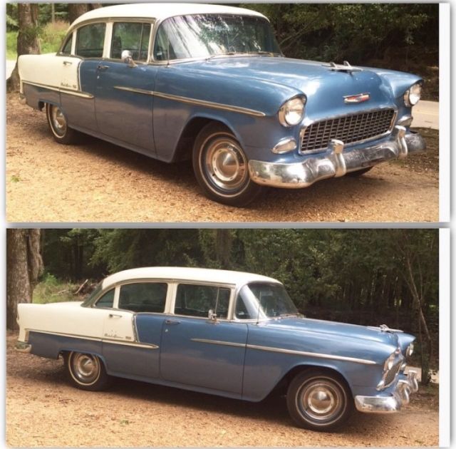 1955 Blue Chevrolet Bel Air/150/210 Sedan