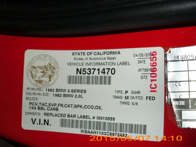 1982 Red BMW 3-Series Convertible