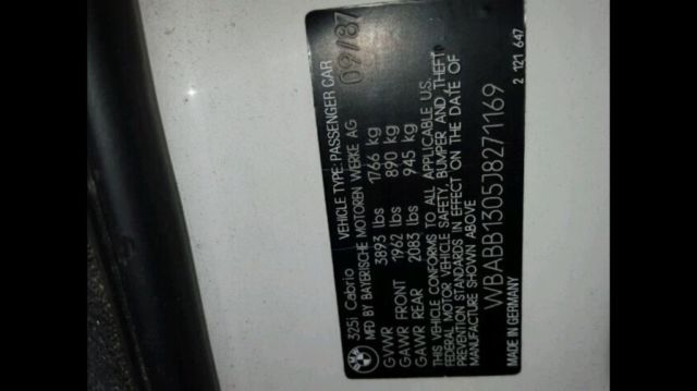 1988 White BMW 3-Series Convertible