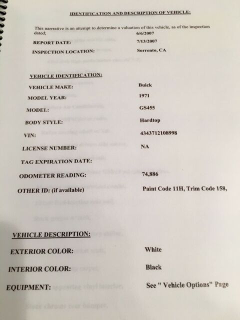 1971 Artic White Buick Grand Sport Coupe