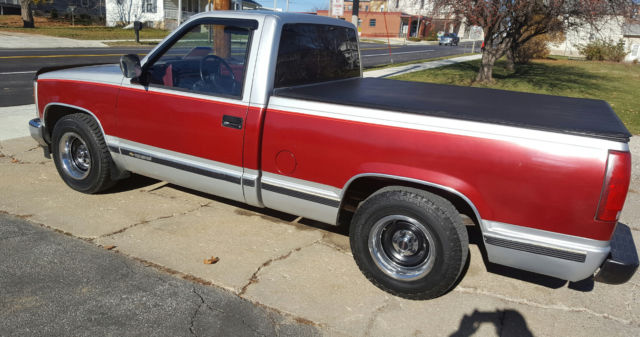 1988 Burgundy/Silver GMC Sierra 1500 Standard Cab Pickup