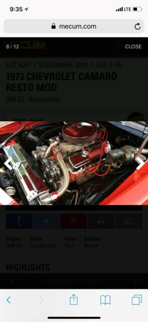 1973 Red Chevrolet Camaro Coupe