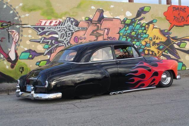 1951 Red & Yellow Flames on black Chevrolet Styleline Deluxe Coupe