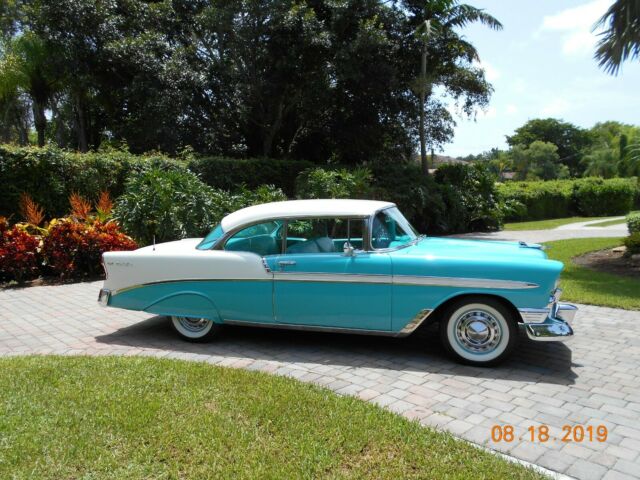 1956 Turquoise/white Chevrolet Bel Air/150/210 Coupe
