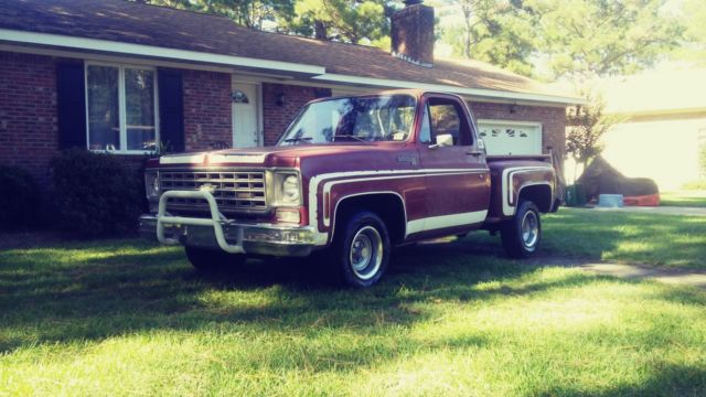 1976 Red Chevrolet C-10 pick up truck