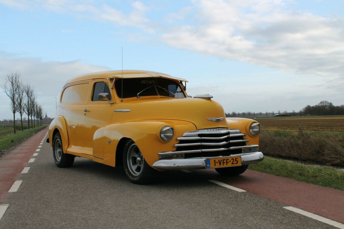 1948 Yellow Chevrolet hot rod Sedan