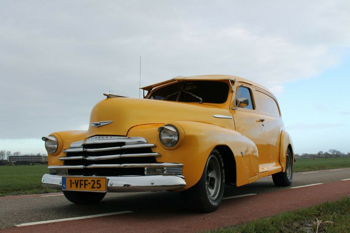 1948 Yellow Chevrolet hot rod Sedan