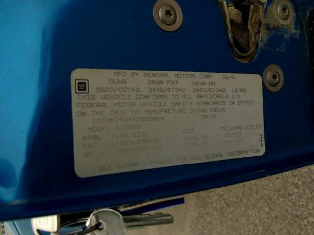 1991 Blue GMC Sierra 1500 Standard Cab Pickup