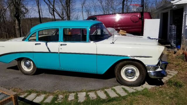 1956 Blue and white Chevrolet Bel Air/150/210 Sedan