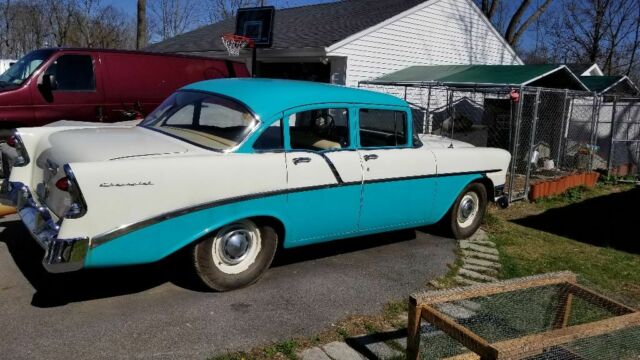 1956 Blue and white Chevrolet Bel Air/150/210 Sedan
