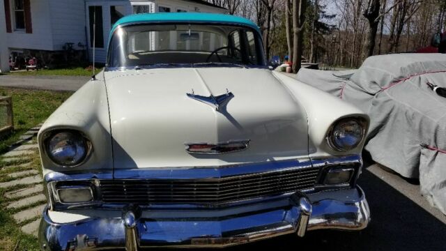 1956 Blue and white Chevrolet Bel Air/150/210 Sedan
