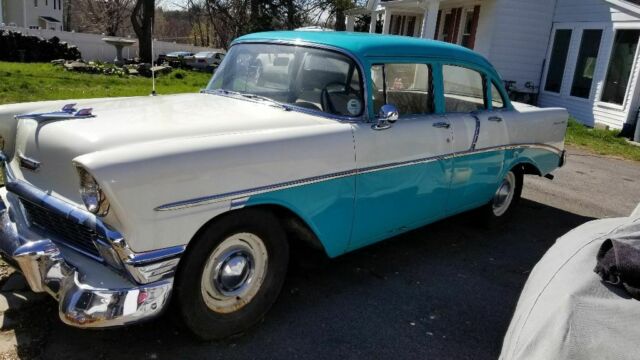 1956 Blue and white Chevrolet Bel Air/150/210 Sedan