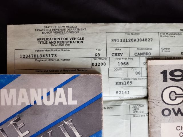 1968 Black Chevrolet Camaro