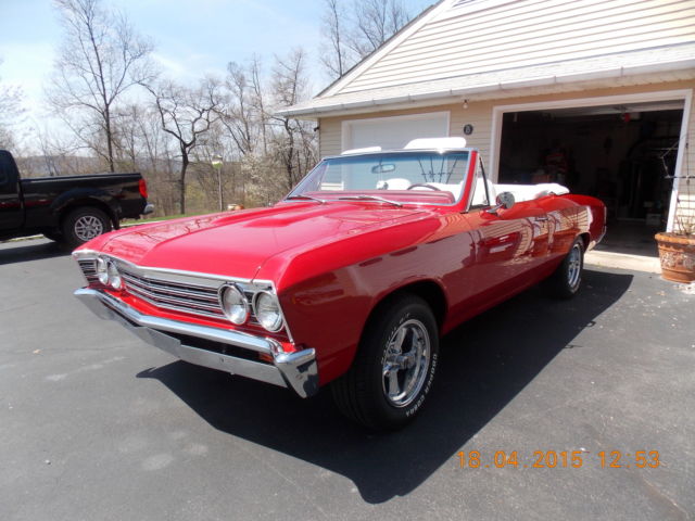 1967 Red with White Top Chevrolet Malibu Convertible