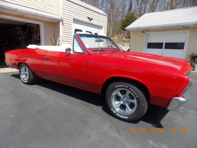 1967 Red with White Top Chevrolet Malibu Convertible