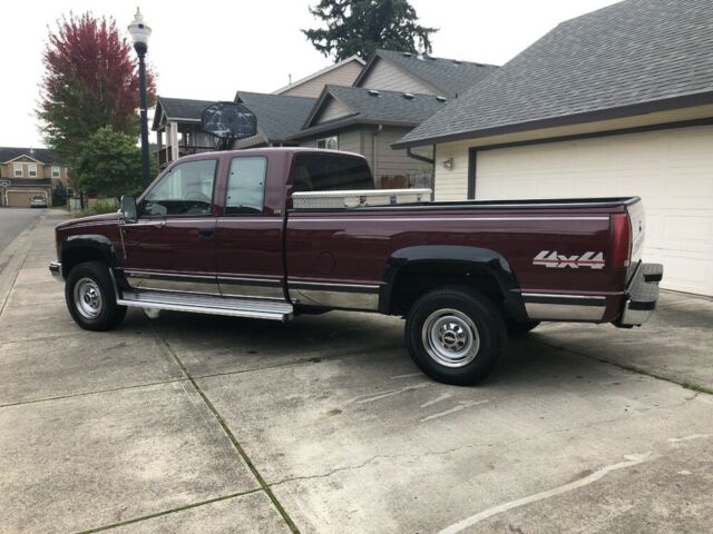 1993 Burgundy Chevrolet Silverado 3500 Extended Cab Pickup