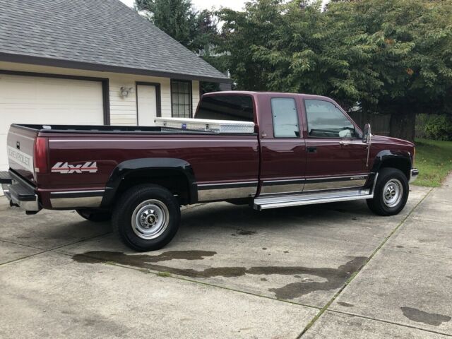 1993 Burgundy Chevrolet Silverado 3500 Extended Cab Pickup